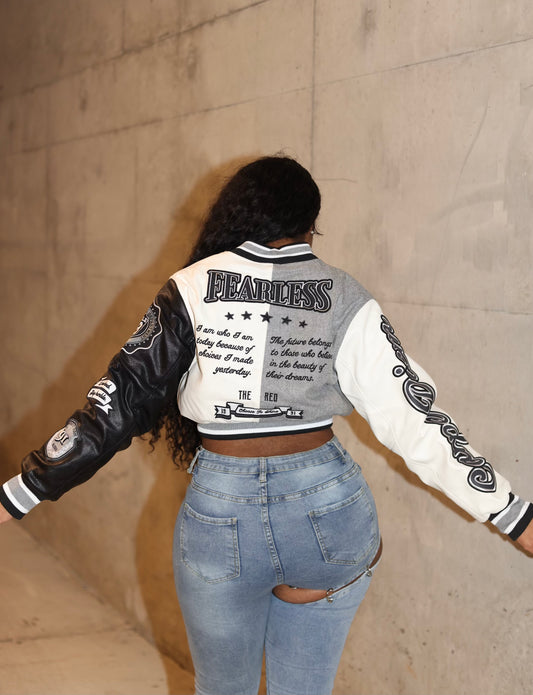 “FEARLESS” Cropped Moto Jacket